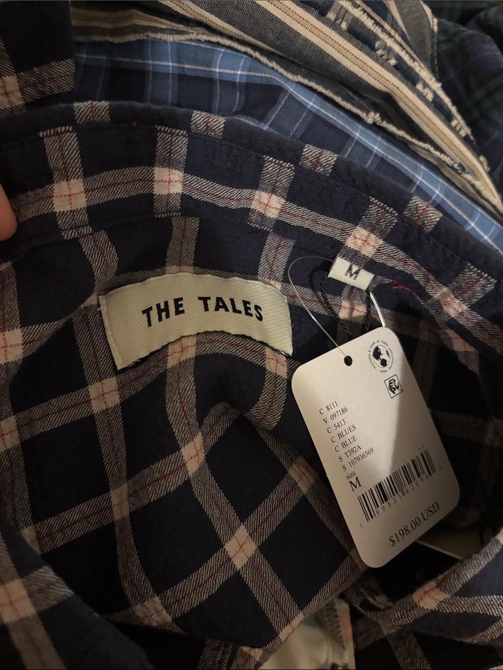 Free People The Tales Patchwork Check Stripe Button Down Size Medium NWT - Picture 9 of 10